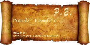 Petró Elemér névjegykártya